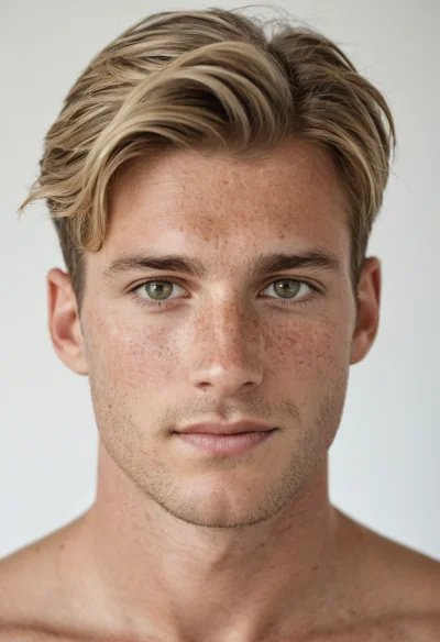 Europäisch, Männlich, Blond Haare, Blau Augen – KI Portrait