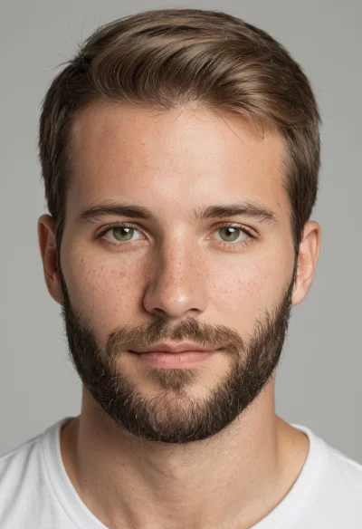 Europäisch, Männlich, Braun Haare, Blau Augen – KI Portrait
