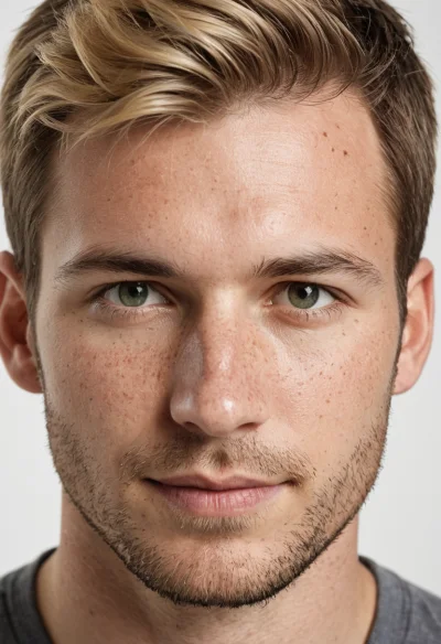 Europäisch, Männlich, Blond Haare, Blau Augen – KI Portrait