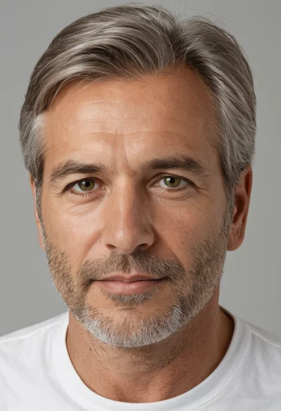 Europäisch, Männlich, Grau Haare, Grün Augen – KI Portrait
