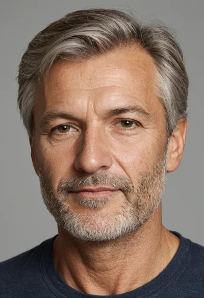Europäisch, Männlich, Grau Haare, Braun Augen – KI Portrait