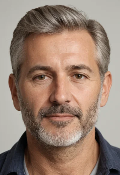 Europäisch, Männlich, Grau Haare, Braun Augen – KI Portrait