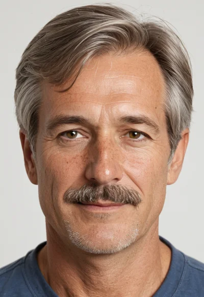 Europäisch, Männlich, Grau Haare, Braun Augen – KI Portrait