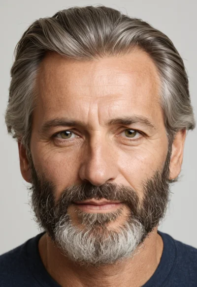 Europäisch, Männlich, Grau Haare, Braun Augen – KI Portrait