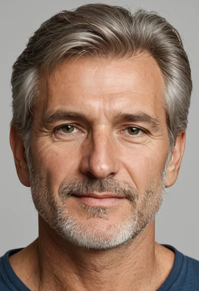 Europäisch, Männlich, Grau Haare, Grün Augen – KI Portrait