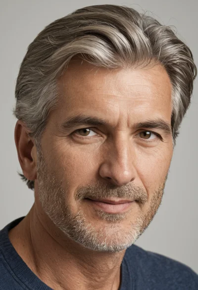 Europäisch, Männlich, Grau Haare, Braun Augen – KI Portrait
