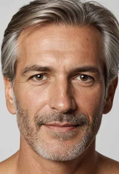 Europäisch, Männlich, Grau Haare, Braun Augen – KI Portrait