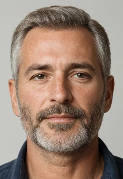 Europäisch, Männlich, Grau Haare, Braun Augen – KI Portrait