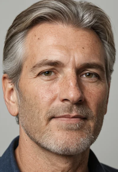 Europäisch, Männlich, Grau Haare, Braun Augen – KI Portrait