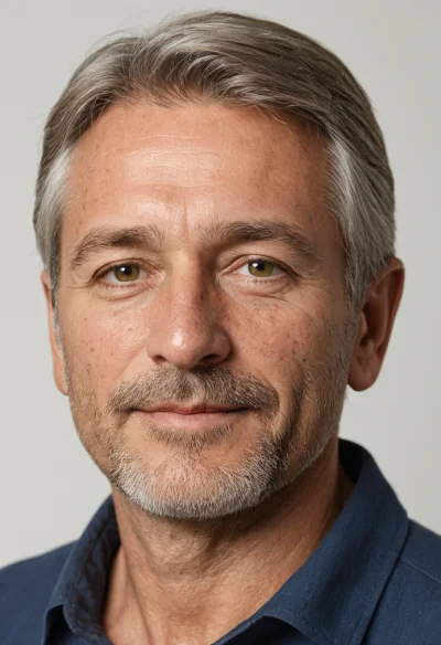 Europäisch, Männlich, Grau Haare, Braun Augen – KI Portrait