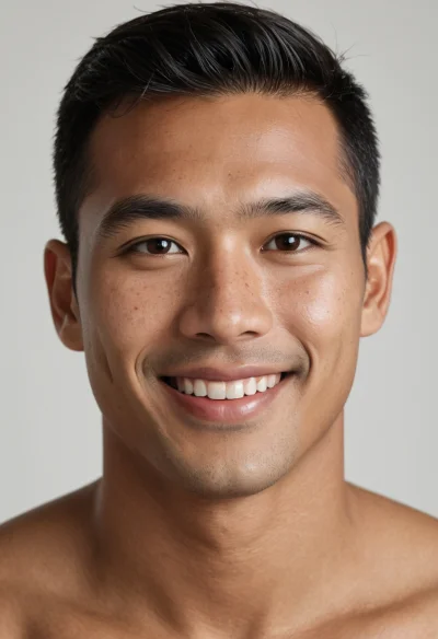 Asiatisch, Männlich, Schwarz Haare, Braun Augen – KI Portrait
