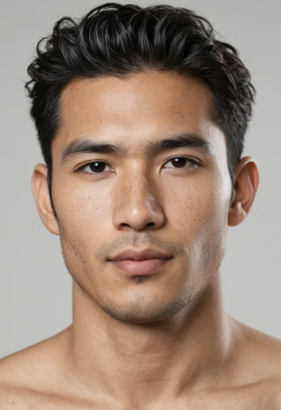 Asiatisch, Männlich, Schwarz Haare, Braun Augen – KI Portrait