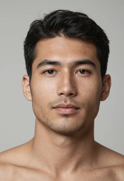 Asiatisch, Männlich, Schwarz Haare, Braun Augen – KI Portrait