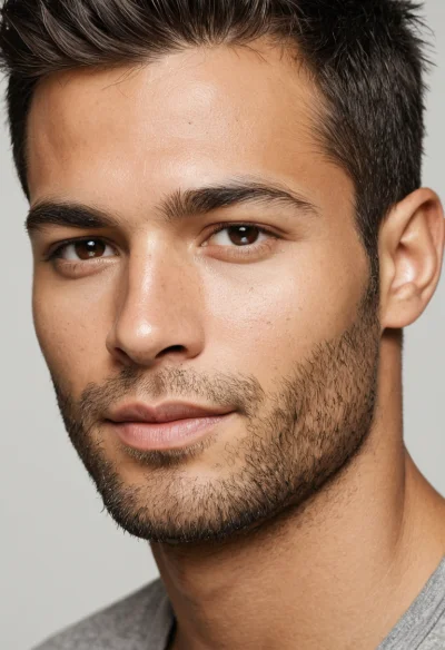 Europäisch, Männlich, Schwarz Haare, Braun Augen – KI Portrait