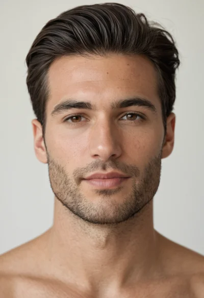 Europäisch, Männlich, Schwarz Haare, Braun Augen – KI Portrait