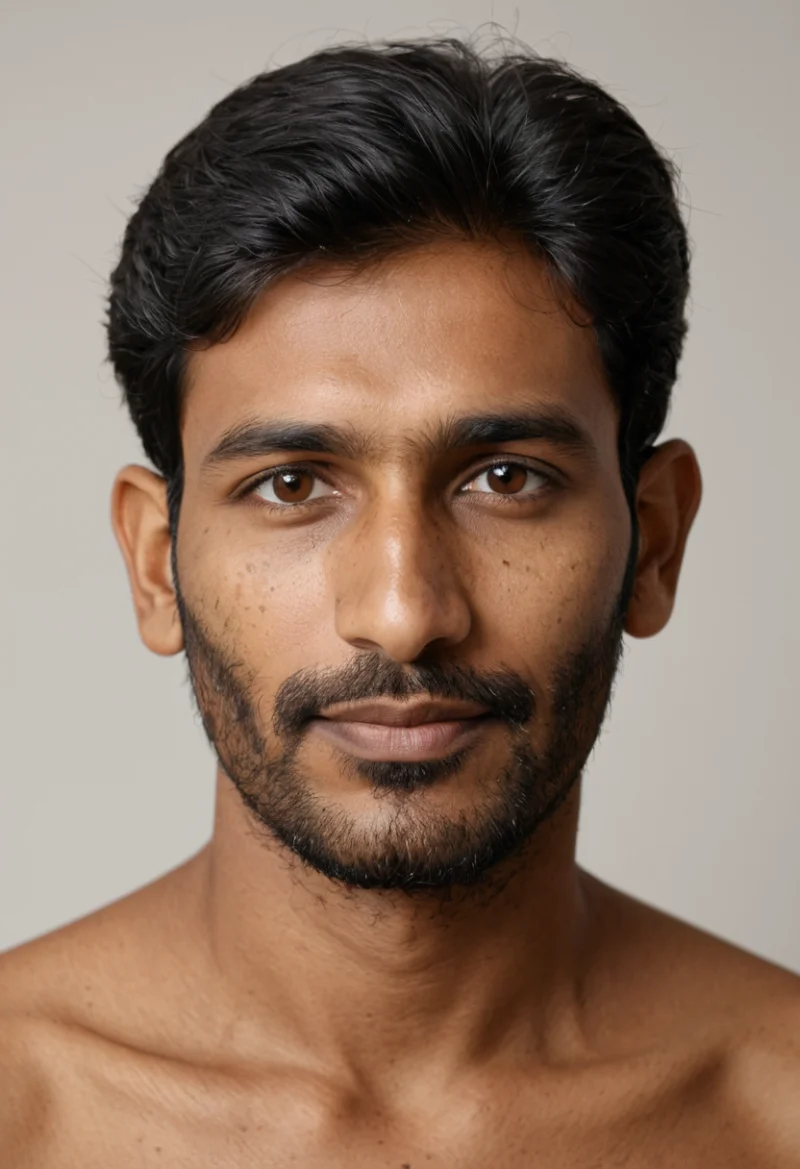 Indisch, Männlich, Schwarz Haare, Braun Augen – KI Portrait