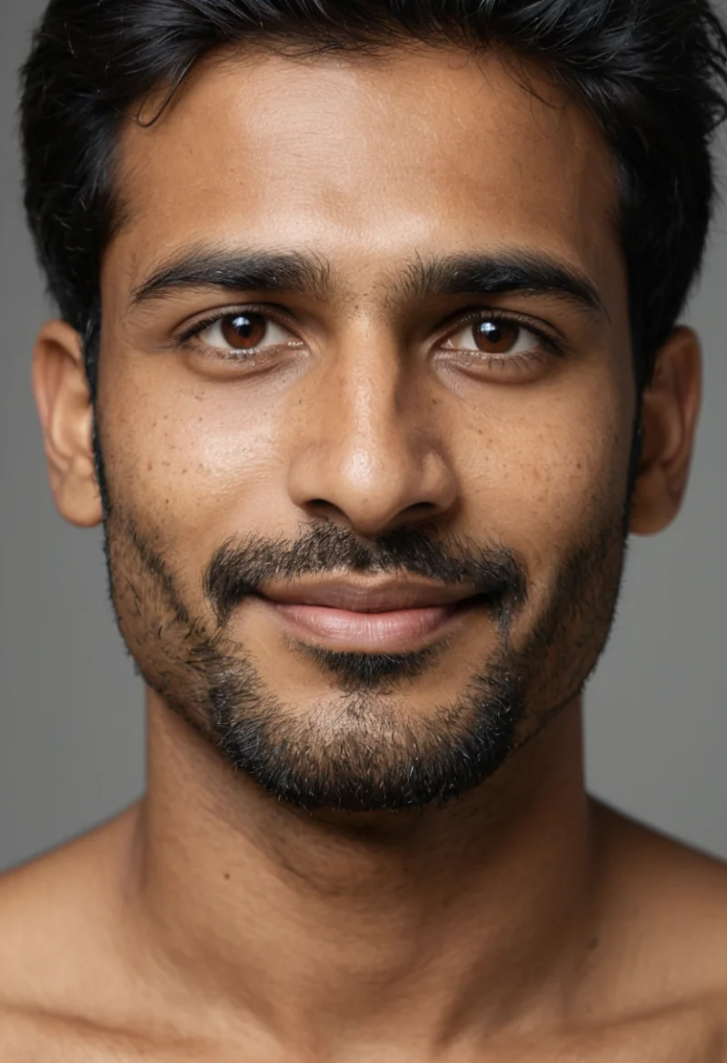 Indisch, Männlich, Schwarz Haare, Braun Augen – KI Portrait