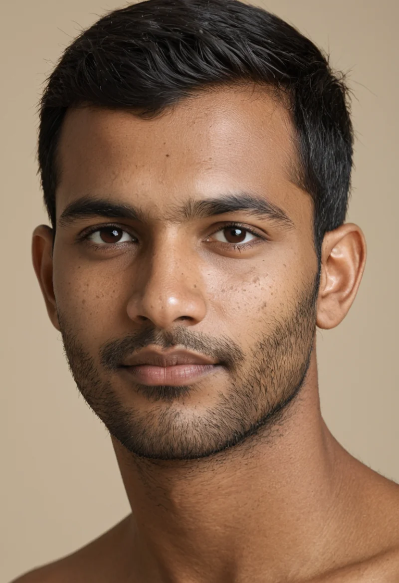 Indisch, Männlich, Schwarz Haare, Braun Augen – KI Portrait