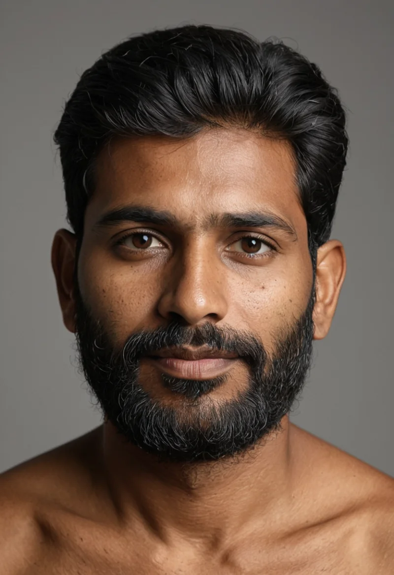 Indisch, Männlich, Schwarz Haare, Braun Augen – KI Portrait