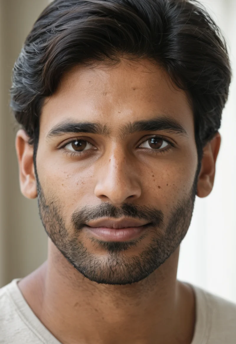 Indisch, Männlich, Schwarz Haare, Braun Augen – KI Portrait