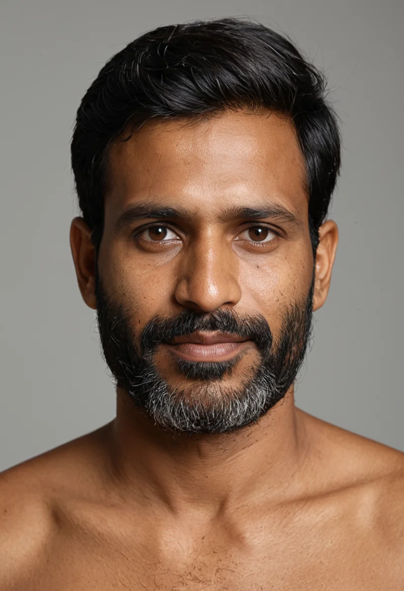 Indisch, Männlich, Schwarz Haare, Braun Augen – KI Portrait