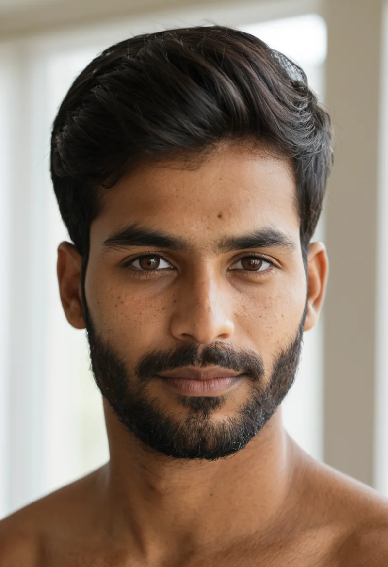 Indisch, Männlich, Schwarz Haare, Braun Augen – KI Portrait