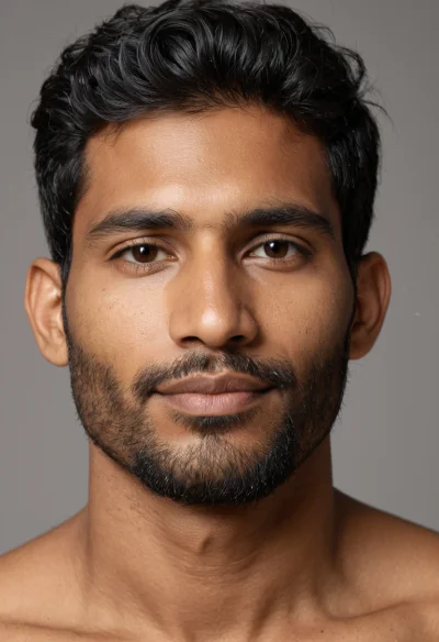 Indisch, Männlich, Schwarz Haare, Braun Augen – KI Portrait