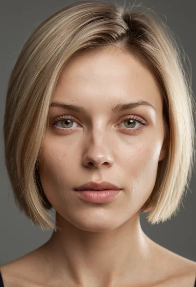 Europäisch, Weiblich, Blond Haare, Blau Augen – KI Portrait