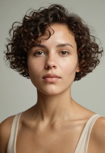 Europäisch, Weiblich, Braun Haare, Braun Augen – KI Portrait