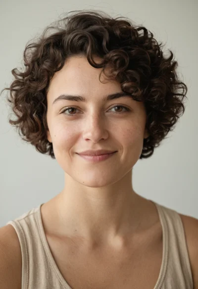 Europäisch, Weiblich, Braun Haare, Braun Augen – KI Portrait